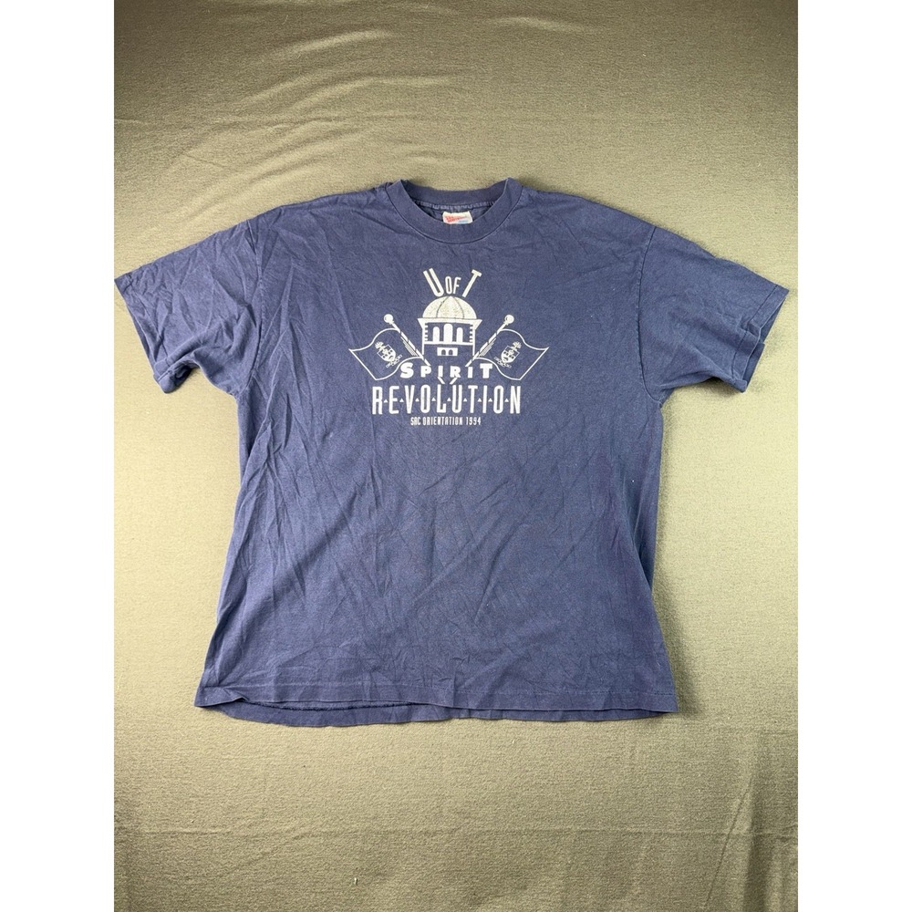 Vintage 1994 Navy Hanes Single Stitch Menβs XL U Of T Spirit Revolution T-Shirt